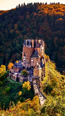 Pictures Germany Burg Eltz Autumn castle Nature Mountains 1080x1920