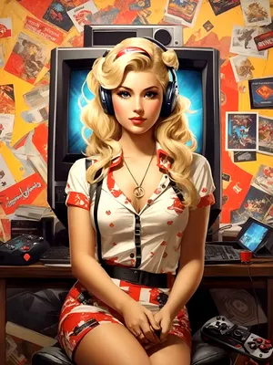 Wall Art Print | Gamer Pin up girl | Abposters.com