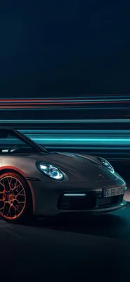 Картинки Porsche 911 Carrera 4S 2019 желтая едет Дороги 1080x1920