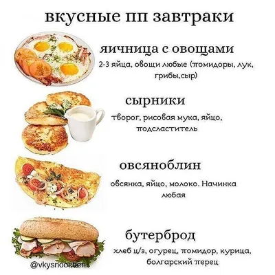 Фитнес Зож и ПП on Instagram: \"ПОДБОРКА-КОНСТРУКТОР ЗАВТРАКОВ, ОБЕДОВ И  УЖИНОВ🔥 ⠀ 🍴4 вкуснейших завтрака ⠀ 1. Яичница с овощами. Готовится  быстро, можно менят… | Питание, Здоровое питание, Рецепты здорового питания