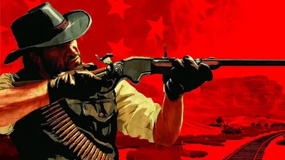 Обои red dead redemption, иллюстрация, пистолет, шляпа, ковбой - картинка на  рабочий стол и фото бесплатно