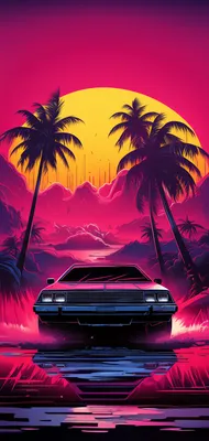 RETROWAVE CAR WALLPAPER PHONE - HeroWall Backgrounds