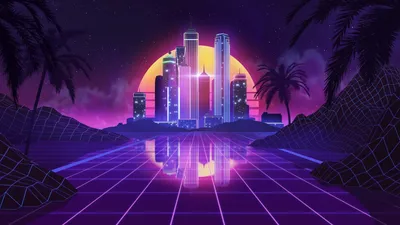 Обои на телефон retrowave, арт, ретро, synthwave, солнце, рельеф, сетка -  скачать бесплатно в высоком качестве из категории \"Арт\"