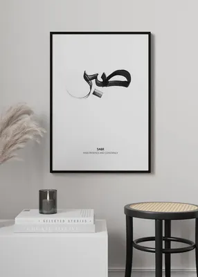 Sabr Patience, Islamic Wall Art, White Frame – MEAM UK