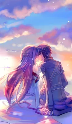 Mobile wallpaper: Sword Art Online, Aincrad (Sword Art Online), Asuna  Yuuki, Cloud, Coat, Kazuto Kirigaya, Kirito (Sword Art Online), Kiss, Long  Hair, Sky, Sunset, Black Hair, Anime, 272633 download the picture for