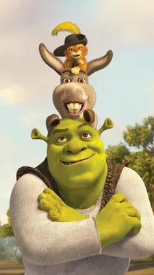 Обои Shrek Donkey Puss In Boots для телефона и на рабочий стол iPhone 6 Plus