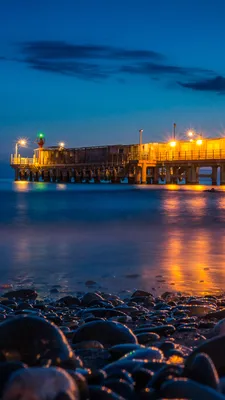 Photo Sochi Russia Nature Coast Berth Night Stones Street 1080x1920