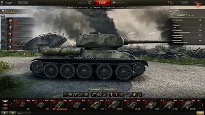 Pictures World of Tanks T-34 tank T-34-85 in the hangar vdeo game