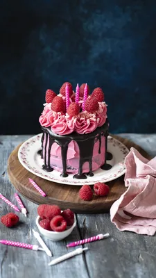 Image Cakes Raspberry Food Plate Candles Design 1080x1920