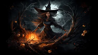 Witch with a cat. Ведьма с котом. PNG. | Ведьма, Кот, Хэллоуин