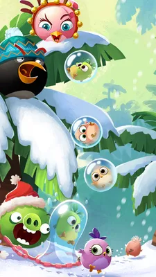 Новогодние и зимние обои для телефонов с Angry Birds - YouLoveIt.ru