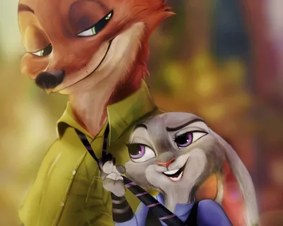 Обои на рабочий стол Джуди Хопс / Judy Hopps и Ник Уайлд / Nick Wilde из  мультфильма Зверополис / Zootropolis, обои для рабочего стола, скачать обои,  обои бесплатно